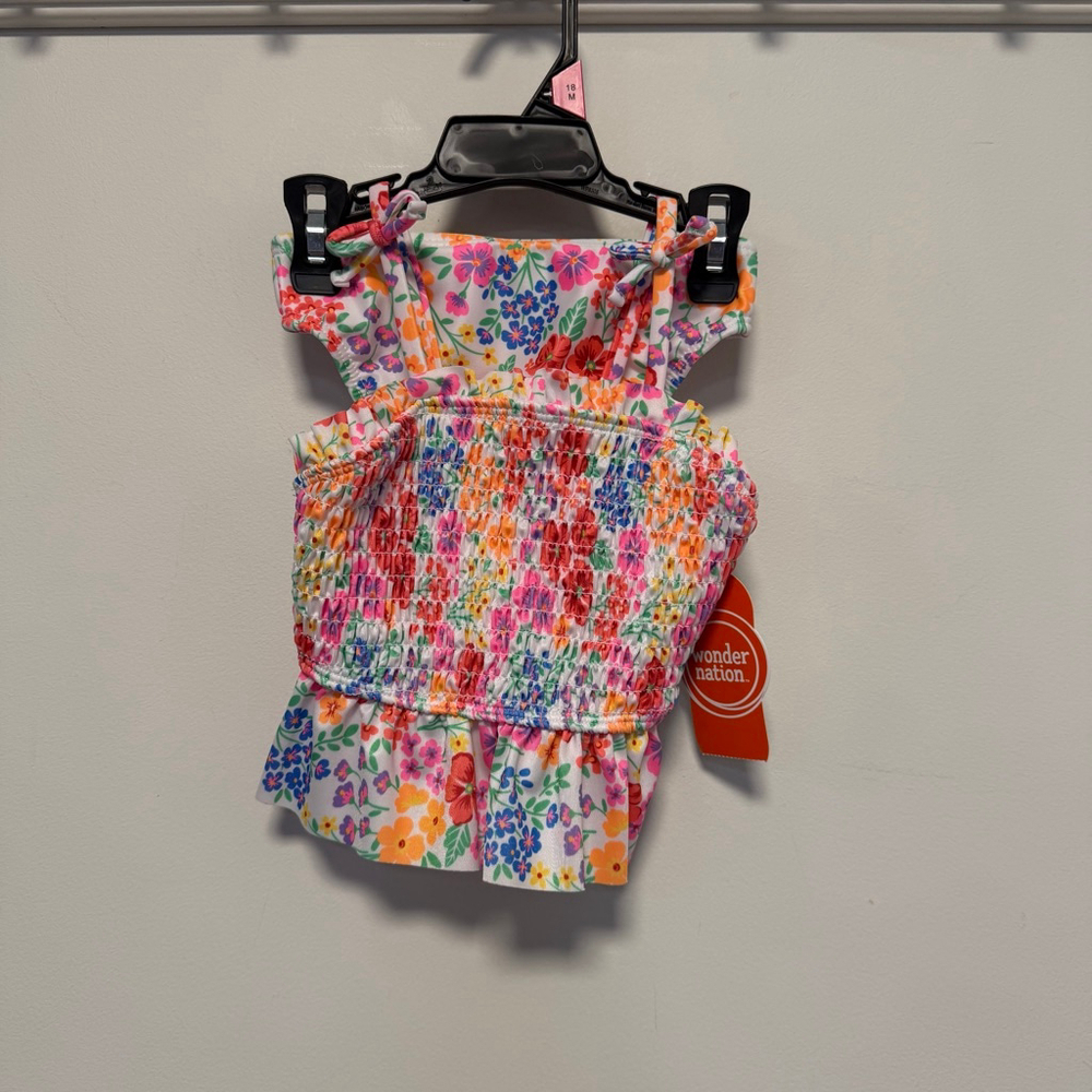 Girls Wonder Nation Bikini 18 M Swim White Multicolor Floral 2 piece NWT NEW